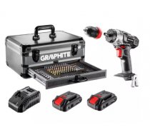 Graphite Energy+ set in aluminum case: drill/driver with removable chuck, 2 2.0Ah batteries, charger and 109 accessories