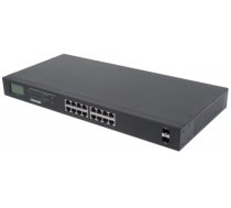 Intellinet 16-Port Gigabit Ethernet PoE+ Switch with 2 SFP Ports, LCD Display, IEEE 802.3at/af Power over Ethernet (PoE+/PoE) Compliant, 370 W, Endspan, 19" Rackmount