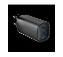 Gembird TA-UC-PDQC65-01-BK 3-port 65 W GaN USB PowerDelivery fast charger, black