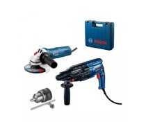 BOSCH ROTARY HAMMER DRILL WITH FORGING OPTION GBH 240 + ANGLE GRINDER GWS 750-125 S