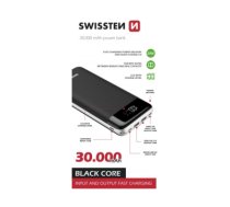 Swissten Black Core Premium Recovery Power Banka Uzlādes baterija / USB / USB-C / 30000 mAh