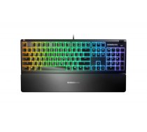 SteelSeries Apex 3 Gaming Keyboard, US Layout, Wired, Black SteelSeries Apex 3  Gaming keyboard, IP32 water resistant for protection against spills, Customizable 10-zone RGB illumination reacts to games and Discord, Whisper quiet gaming switches last for