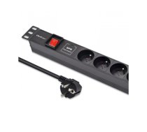 Qoltec Aluminum PDU for 19'' RACK | 1U | 16A |  6xFRENCH | 1.8m