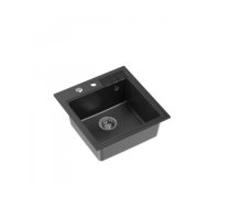 QUADRON PETER 110 granite sink Steingran black with manual siphon and screw cap