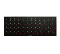 Uzlīmes klaviatūrai, krievu/angļu burti (sarkani/balti) 13x13 mm, melna pamatne