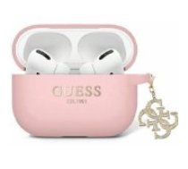 Guess Liquid Silicone Glitter Triangle Charm Case for AirPods Pro 2 Pink Aksesuārs austiņām