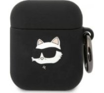 Karl Lagerfeld 3D Logo NFT Choupette Head Silicone Case for Airpods 1/ 2 Black Aksesuārs austiņām