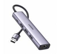 Ugreen USB 5in1 USB-A to 3x USB 3.0 + RJ45 + USB-C adapter Aksesuārs