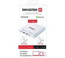 Swissten Travel Charger Notebooks and MacBook 2xPD3.0 / 2xQC3.0 87W White lādētājs
