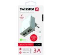 Swissten Premium Travel Charger 2 x USB 3A 10.5W + Micro USB Cable White lādētājs