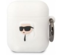 Karl Lagerfeld 3D Logo NFT Karl Head Silicone Case for Airpods 1/ 2 White Aksesuārs austiņām