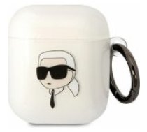 Karl Lagerfeld 3D Logo NFT Karl Head TPU Case for Airpods 1/ 2 White Aksesuārs austiņām