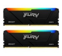 Kingston Fury Beast RGB Black 2x32GB DDR4 3600MHz UDIMM CL18 KF436C18BB2AK2/ 64 operatīvā atmiņa
