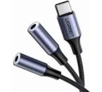 Ugreen USB Type C - 2 x 3,5 mm mini jack splitter adapter cable 20 cm Grey aksesuārs