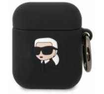 Karl Lagerfeld "®3D Logo NFT Karl Head Silicone Case for Airpods 1/ 2®® Black Aksesuārs austiņām