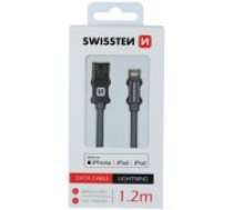 Swissten "(MFI) Textile Fast Charge 3A Lightning (MD818ZM/ A) 1.2M" Grey vads