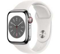 Apple Watch Series 8 Cellular 41mm Silver Stainless Steel/ White Sport viedā aproce