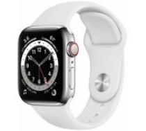 Apple Watch Series 6 GPS + Cellular 40mm Sport Band Silver / White viedā aproce