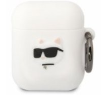 Karl Lagerfeld 3D Logo NFT Choupette Head Silicone Case for Airpods 1/ 2 White Aksesuārs austiņām