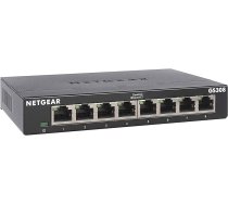 NETGEAR GS308 LAN Switch 8 Port Network Switch (Plug-and-Play Gigabit Switch LAN Splitter, LAN Distribution Block, Ethernet Hub, fanless, robust metal housing with on/off switch), Black (GS308-300PES)