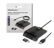 Qoltec Intelligent smart ID card reader, USB Type-C (50634)