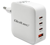 Qoltec 140W GaN | 5-20V | 2.5-5A | 3 x USB-C PD | 1 x USB QC 3.0 | White (51828)