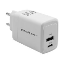 Qoltec GaN 45W charger, 5V/20V, 1.5A/3A, 1x USB-C PD, 1x US (51825)