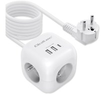Qoltec Power cube 6-in-1: 3 AC outlets, 2 USB ports, 1 USB-C port with 20W PD (52547)