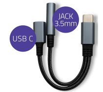 Qoltec Adapter 2W1 USB-C to USB-C Jack 3.5mm PD 15W (51785)