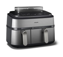 PHILIPS NA555/00 Dual Basket Airfryer 5000 Series, Silver (NA555/00)