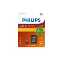 Philips MicroSDHC 8GB CL10 80mb/s UHS-I +Adapter Retail (FM08MP45B/10)