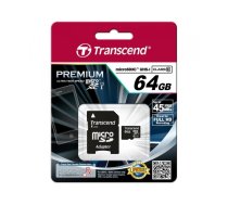 Transcend MicroSD/SDXC Card 64GB UHS1 w/Adapter TS64GUSDU1 (TS64GUSDU1)