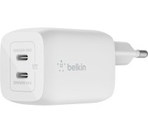 BELKIN Boost Charge Pro Dual Port USB-C GaN 65W PD 3.0 AC Charger, White (WCH013vfWH)