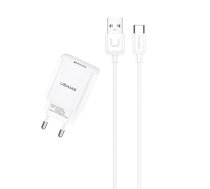 USAMS Charger 1xUSB USB-C cable 2,1A T21  (USA000449)