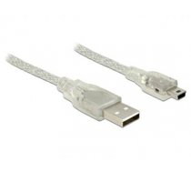 Delock Cable USB 2.0 Type-A male  USB 2.0 Mini-B male 5 m transparent (83909)