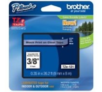 Brother TZE-121 9mm black on clear laminated tape (TZE121)