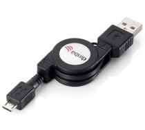 Equip USB 2.0 Type A to Micro-B Retractable Cable, 1.0m , Black (128595)