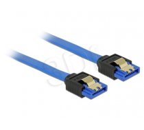Delock Cable SATA 6 Gb/s receptacle straight > SATA receptacle straight 20 cm blue with gold clips (84977)