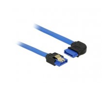 Delock Cable SATA 6 Gb/s receptacle straight > SATA receptacle right angled 30 cm blue with gold clips (84990)
