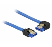 Delock Cable SATA 6 Gb/s receptacle straight > SATA receptacle left angled 50 cm blue with gold clips (84985)