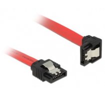 Delock Cable SATA 6 Gbs male straight  SATA male downwards angled 20 cm red metal (83977)