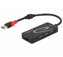 Delock External USB 3.1 Gen 1 Hub USB Type-A > 3 x USB Type-A + 2 Slot SD Card Reader (62899)