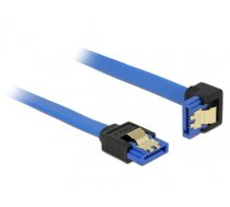 Delock Cable SATA 6 Gb/s receptacle straight > SATA receptacle downwards angled 70 cm blue with gold clips (85092)