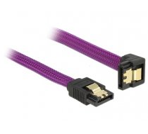 Delock SATA cable 6 Gbs 30 cm down  straight metal purple Premium (83695)