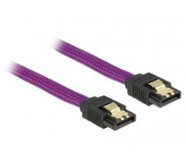 Delock SATA cable 6 Gbs 50 cm straight  straight metal purple Premium (83691)