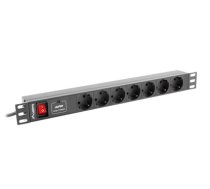 Listwa zasilająca Rack PDU 19"  1U 10A 7X SCHUKO 2m czarny C14 (PDU-07F-0200-IEC-BK)