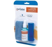 Manhattan LCD Cleaning Kit (mini), Alcohol-free, Includes Cleaning Solution (60ml), Brush and Microfibre Cloth, Ideal for use on monitors/laptops/keyboards/etc, Three Year Warranty, Blister (421010)