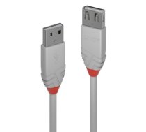 Lindy 2m USB 2.0 Type A Extension Cable, Anthra Line, Grey (LIN36713)
