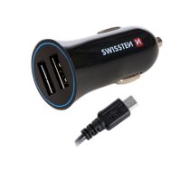 Swissten Car charger 12V - 24V / 1A + 2.1A and Micro USB Cable 1.5m (SW-CCH-2.4AX2-B)