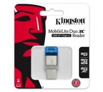 Karšu lasītājs Kingston Mobilite Duo 3C USB 3.1 + Type C (FCR-ML3C)